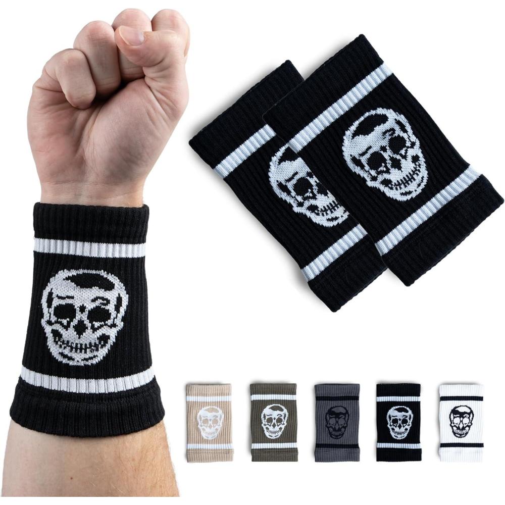 imageGymreapers SweatWicking Wrist Sweatbands  Breathable CottonBlend Athletic Wristbands for Gym Tennis Basketball Running  NonSlip Durable Workout ampamp Training GearBlackWhite