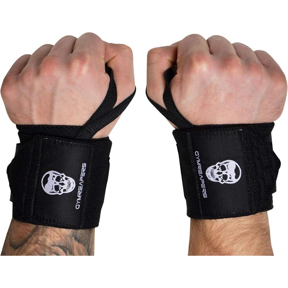 imageGymreapers Weightlifting Wrist Wraps IPF Approved 18quot Professional Quality Wrist Support with Heavy Duty Thumb Loop  Best Wrap for Powerlifting Competition Strength Training BodybuildingBlack