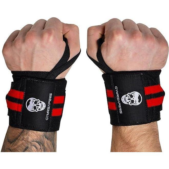 imageGymreapers Weightlifting Wrist Wraps IPF Approved 18quot Professional Quality Wrist Support with Heavy Duty Thumb Loop Best Wrap for Powerlifting Competition Strength Training BodybuildingRed