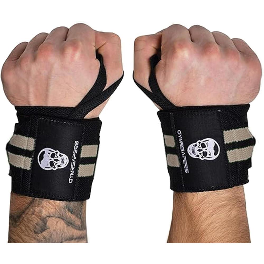 imageGymreapers Weightlifting Wrist Wraps IPF Approved 18quot Professional Quality Wrist Support with Heavy Duty Thumb Loop Best Wrap for Powerlifting Competition Strength Training BodybuildingDesert Sand