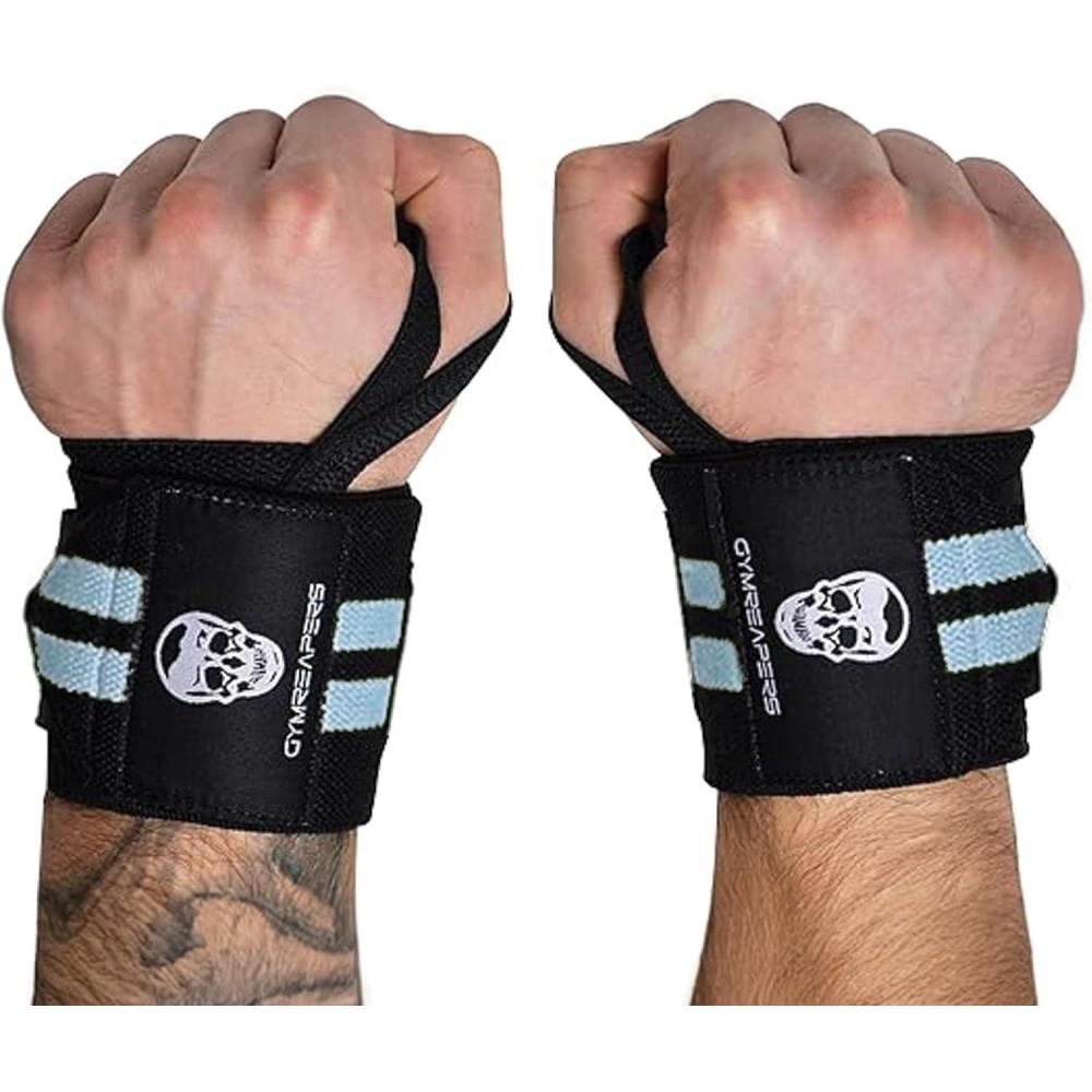 imageGymreapers Weightlifting Wrist Wraps IPF Approved 18quot Professional Quality Wrist Support with Heavy Duty Thumb Loop Best Wrap for Powerlifting Competition Strength Training BodybuildingBlue