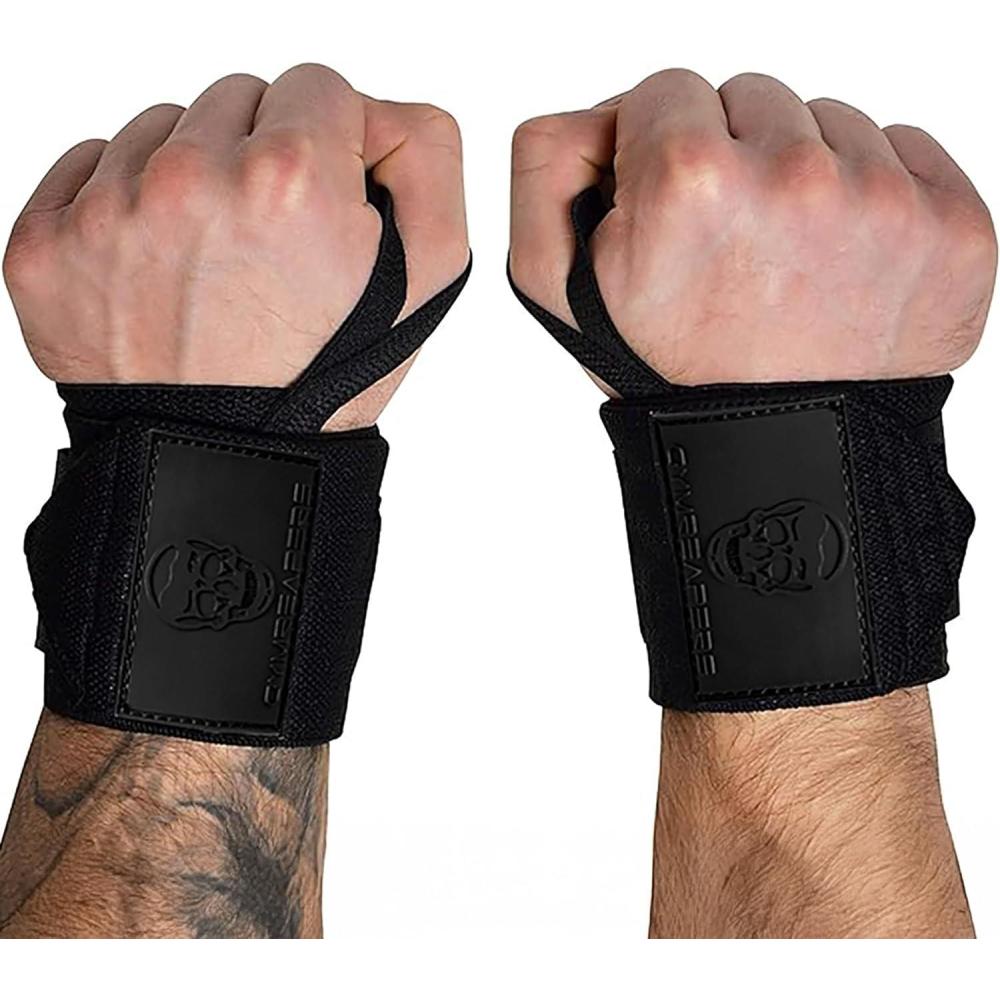 imageGymreapers Weightlifting Wrist Wraps IPF Approved 18quot Professional Quality Wrist Support with Heavy Duty Thumb Loop  Best Wrap for Powerlifting Competition Strength Training BodybuildingBlackRubber