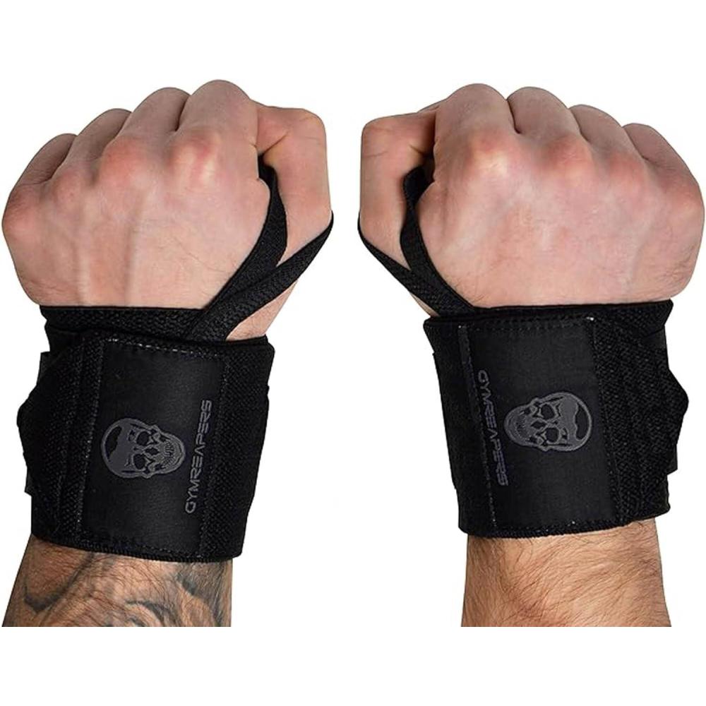 imageGymreapers Weightlifting Wrist Wraps IPF Approved 18quot Professional Quality Wrist Support with Heavy Duty Thumb Loop Best Wrap for Powerlifting Competition Strength Training BodybuildingBlackBlack