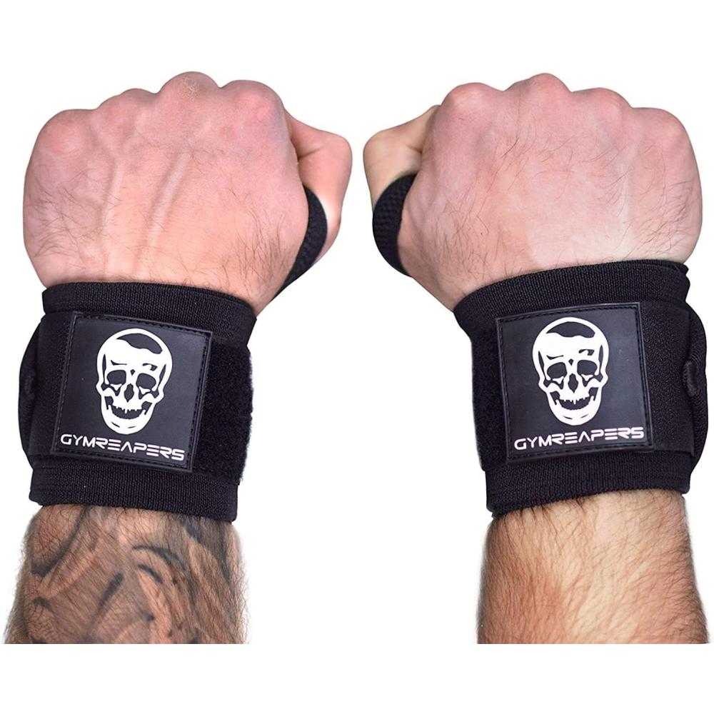 imageWrist Wraps Weightlifting  Stiff Heavy Duty 18 inch Wraps With Thick Thumb Loop For Powerlifting Bodybuilding Cross Training ampamp Heavy PressesBlack