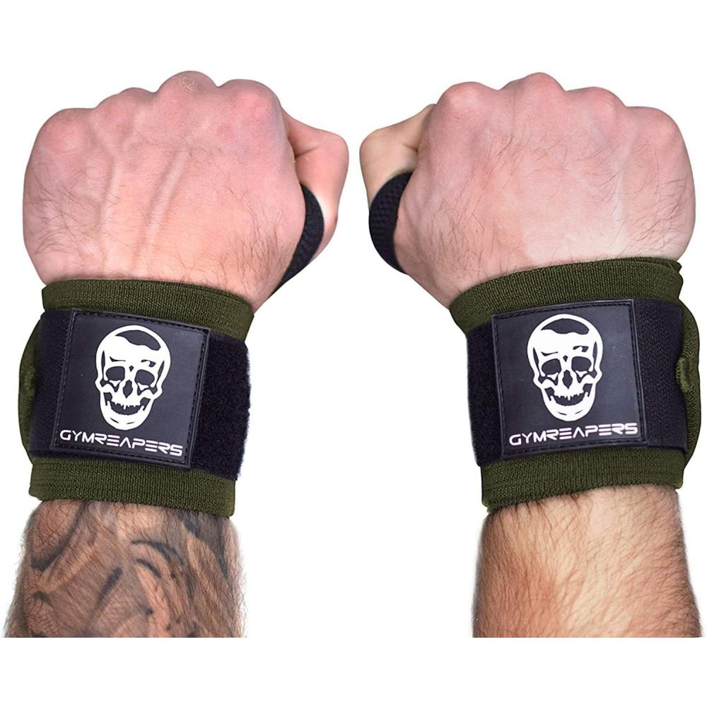 imageWrist Wraps Weightlifting  Stiff Heavy Duty 18 inch Wraps With Thick Thumb Loop For Powerlifting Bodybuilding Cross Training ampamp Heavy PressesOD Green