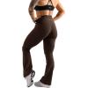 Gymreapers High Waisted Flare Leggings for Women Stretchy Workout Bootcut Gym Leggings – Tummy Control Wide Leg Yoga Pants(Brown)