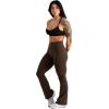 Gymreapers High Waisted Flare Leggings for Women Stretchy Workout Bootcut Gym Leggings – Tummy Control Wide Leg Yoga Pants(Brown)