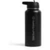 Gymreapers Insulated Water Bottle – Stainless Steel 32 Oz, 3 lids (Straw, Chug, Canteen), Double Walled Vacuum Insulation, Thermo Mug Cold Hot – Durable Powder Coated Finish (Black)(Black)