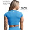 Gymreapers Short Sleeve Workout Tops for Women – Crop Tops for Women Tee – Yoga Athletic Tops for Running, Gym, & Training(Azure)