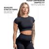 Gymreapers Short Sleeve Workout Tops for Women – Crop Tops for Women Tee – Yoga Athletic Tops for Running, Gym, & Training(Black)