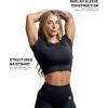 Gymreapers Short Sleeve Workout Tops for Women – Crop Tops for Women Tee – Yoga Athletic Tops for Running, Gym, & Training(Black)