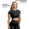 Gymreapers Short Sleeve Workout Tops for Women – Crop Tops for Women Tee – Yoga Athletic Tops for Running, Gym, & Training(Black Marl)