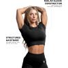 Gymreapers Short Sleeve Workout Tops for Women – Crop Tops for Women Tee – Yoga Athletic Tops for Running, Gym, & Training(Black Marl)