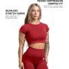 Gymreapers Short Sleeve Workout Tops for Women – Crop Tops for Women Tee – Yoga Athletic Tops for Running, Gym, & Training(Bloodshot)