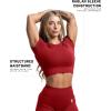 Gymreapers Short Sleeve Workout Tops for Women – Crop Tops for Women Tee – Yoga Athletic Tops for Running, Gym, & Training(Bloodshot)