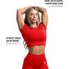 Gymreapers Short Sleeve Workout Tops for Women – Crop Tops for Women Tee – Yoga Athletic Tops for Running, Gym, & Training(Carolina Reaper)