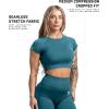 Gymreapers Short Sleeve Workout Tops for Women – Crop Tops for Women Tee – Yoga Athletic Tops for Running, Gym, & Training(Emerald)
