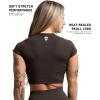 Gymreapers Short Sleeve Workout Tops for Women – Crop Tops for Women Tee – Yoga Athletic Tops for Running, Gym, & Training(Espresso)