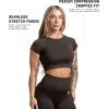 Gymreapers Short Sleeve Workout Tops for Women – Crop Tops for Women Tee – Yoga Athletic Tops for Running, Gym, & Training(Espresso)