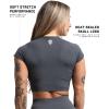 Gymreapers Short Sleeve Workout Tops for Women – Crop Tops for Women Tee – Yoga Athletic Tops for Running, Gym, & Training(Flat Gray)