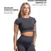 Gymreapers Short Sleeve Workout Tops for Women – Crop Tops for Women Tee – Yoga Athletic Tops for Running, Gym, & Training(Graphite)