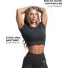 Gymreapers Short Sleeve Workout Tops for Women – Crop Tops for Women Tee – Yoga Athletic Tops for Running, Gym, & Training(Graphite)