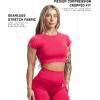 Gymreapers Short Sleeve Workout Tops for Women – Crop Tops for Women Tee – Yoga Athletic Tops for Running, Gym, & Training(Miami)