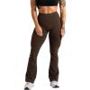 Gymreapers High Waisted Flare Leggings for Women Stretchy Workout Bootcut Gym Leggings – Tummy Control Wide Leg Yoga Pants(Brown)