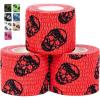 Gymreapers Hook Grip Weightlifting Tape (3 Pack) Premium Adhesive Thumb Skull Tape for Finger Protection, Powerlifting, Exercise & Cross Training – Athletic Sweat Proof Tape(Red)
