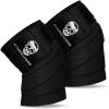 Gymreapers Knee Wraps for Squats and Powerlifting 72 Inch Compression Wraps with Strap for Men & Women Weightlifting Support(Black)