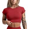 Gymreapers Short Sleeve Workout Tops for Women – Crop Tops for Women Tee – Yoga Athletic Tops for Running, Gym, & Training(Bloodshot)