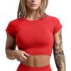 Gymreapers Short Sleeve Workout Tops for Women – Crop Tops for Women Tee – Yoga Athletic Tops for Running, Gym, & Training(Carolina Reaper)