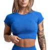 Gymreapers Short Sleeve Workout Tops for Women – Crop Tops for Women Tee – Yoga Athletic Tops for Running, Gym, & Training(Electric Blue)