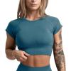 Gymreapers Short Sleeve Workout Tops for Women – Crop Tops for Women Tee – Yoga Athletic Tops for Running, Gym, & Training(Emerald)