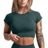 Gymreapers Short Sleeve Workout Tops for Women – Crop Tops for Women Tee – Yoga Athletic Tops for Running, Gym, & Training(Reef)
