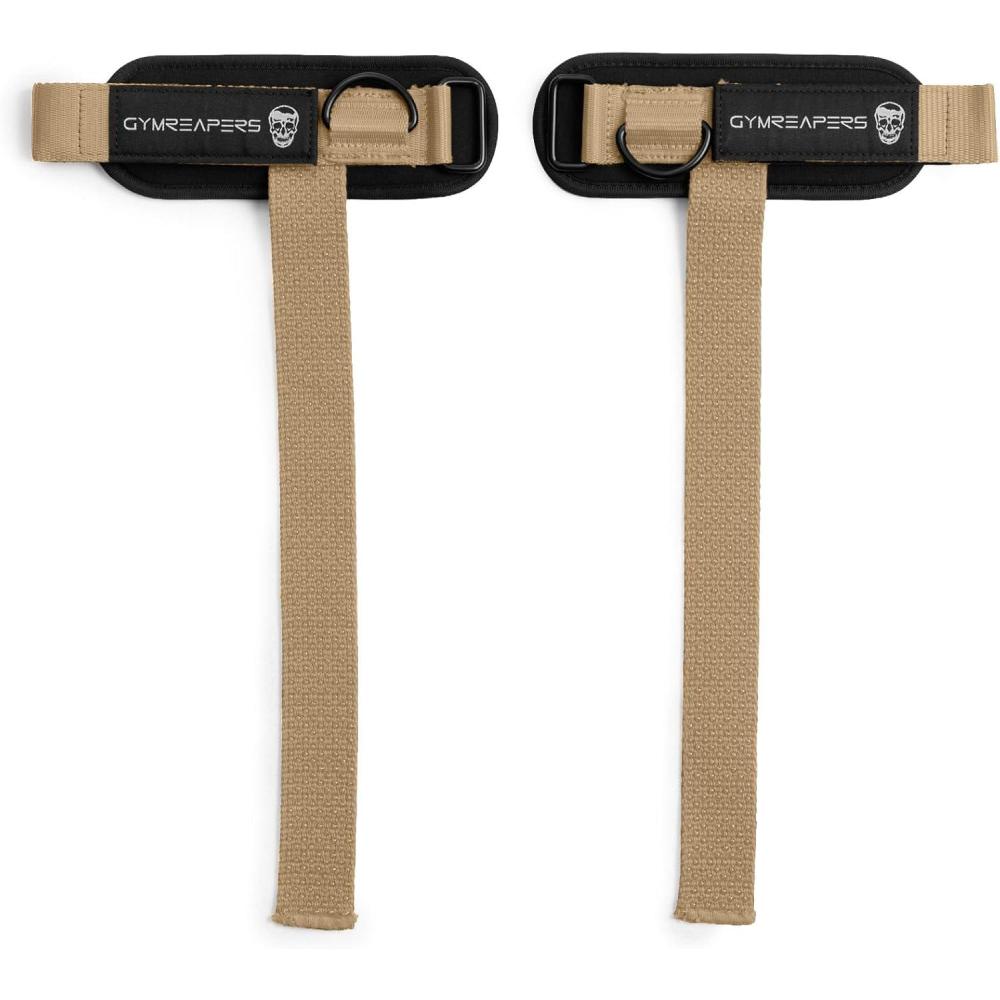 imageGymreapers GripLink Lifting Straps  Heavy Duty DRing Weight Lifting Wrist Straps with AntiSlip Silicone Grip Beads Cushioned ampamp Adjustable Support for Deadlifts Powerlifting Cable Machines ampamp Gym TrainingDesert Sand