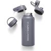 Gymreapers Insulated Water Bottle – Stainless Steel 32 Oz, 3 lids (Straw, Chug, Canteen), Double Walled Vacuum Insulation, Thermo Mug Cold Hot – Durable Powder Coated Finish(Faded Blue)