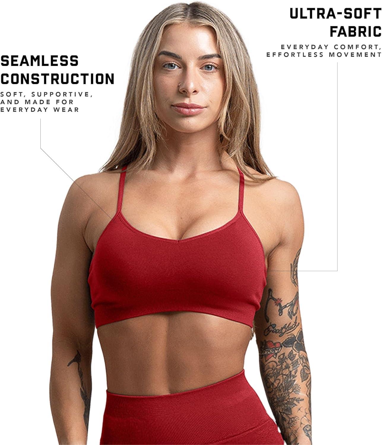 imageGymreapers Seamless Sports Bra for Women Wireless Compression Padded Supportive Bras for Gym Yoga amp FitnessBloodshot