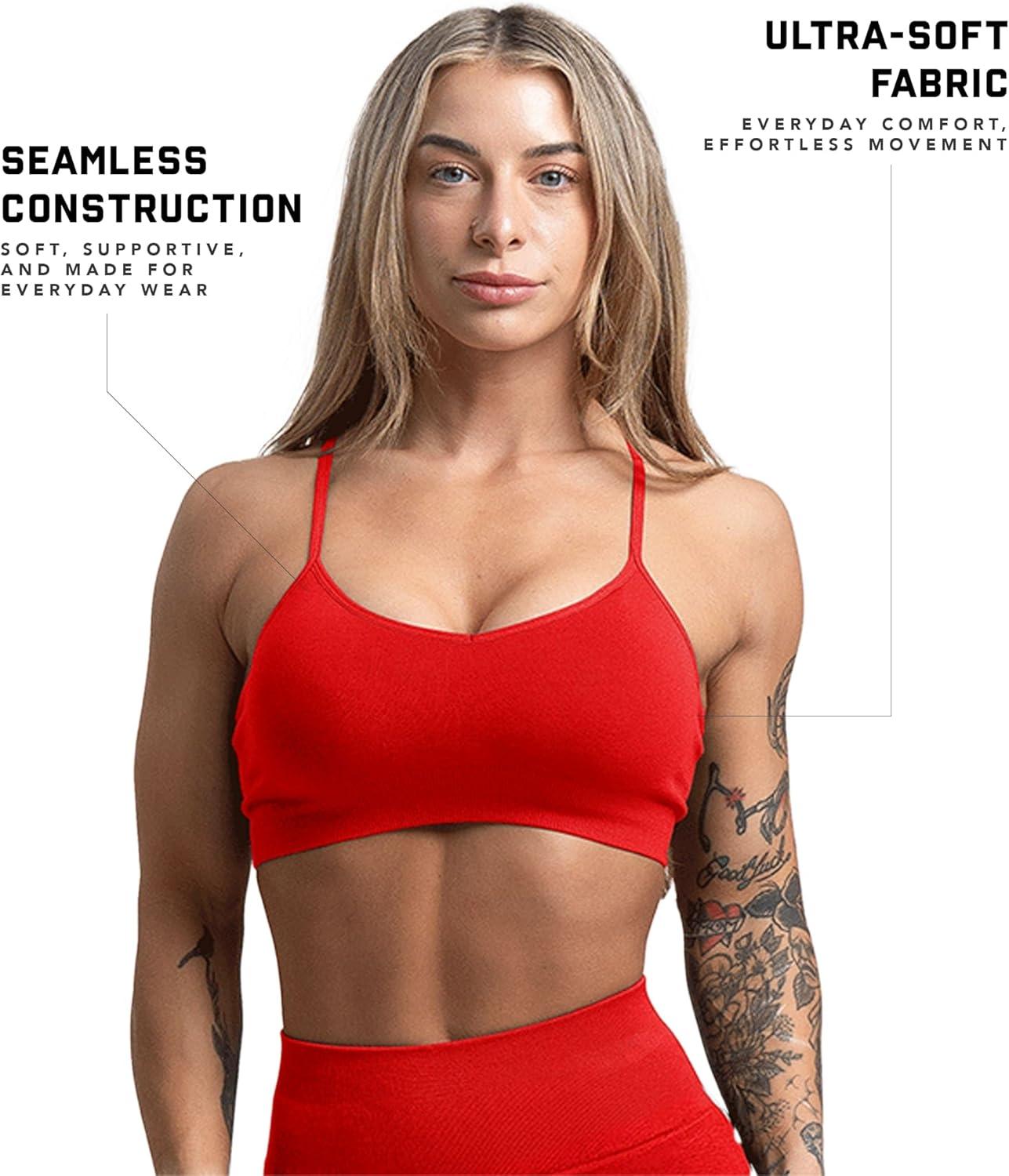 imageGymreapers Seamless Sports Bra for Women Wireless Compression Padded Supportive Bras for Gym Yoga amp FitnessCarolina Reaper