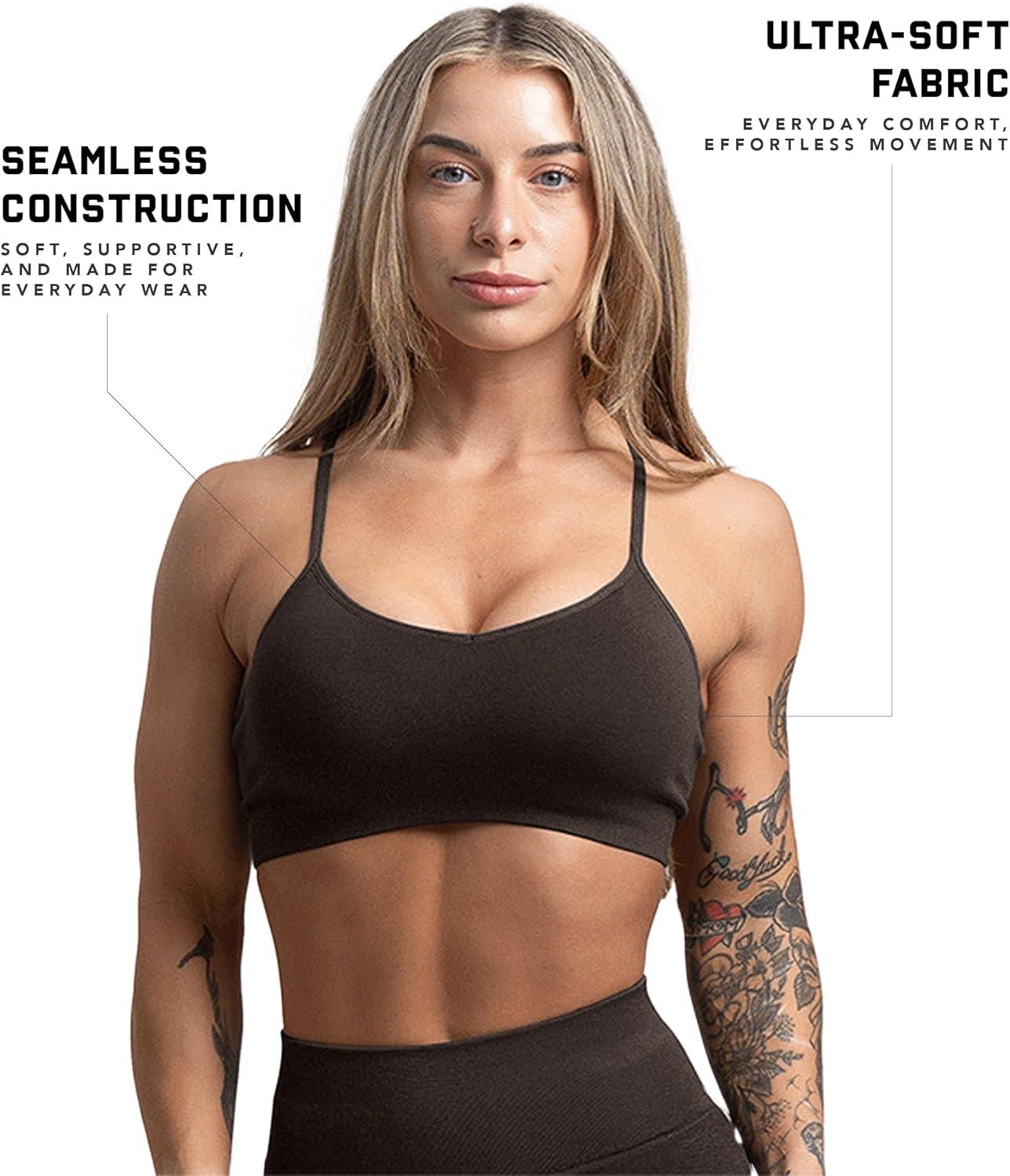 imageGymreapers Seamless Sports Bra for Women Wireless Compression Padded Supportive Bras for Gym Yoga amp FitnessEspresso