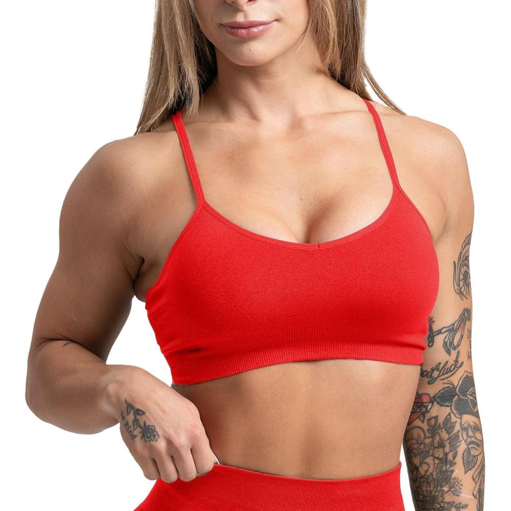 imageGymreapers Seamless Sports Bra for Women  Wireless Compression Padded Supportive Bras for Gym Yoga amp FitnessCarolina Reaper