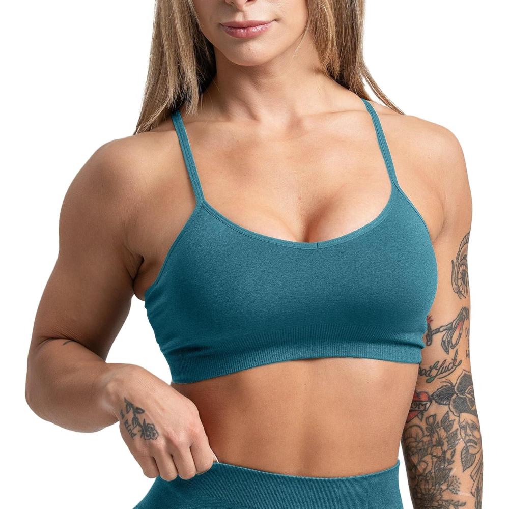 imageGymreapers Seamless Sports Bra for Women  Wireless Compression Padded Supportive Bras for Gym Yoga amp FitnessEmerald