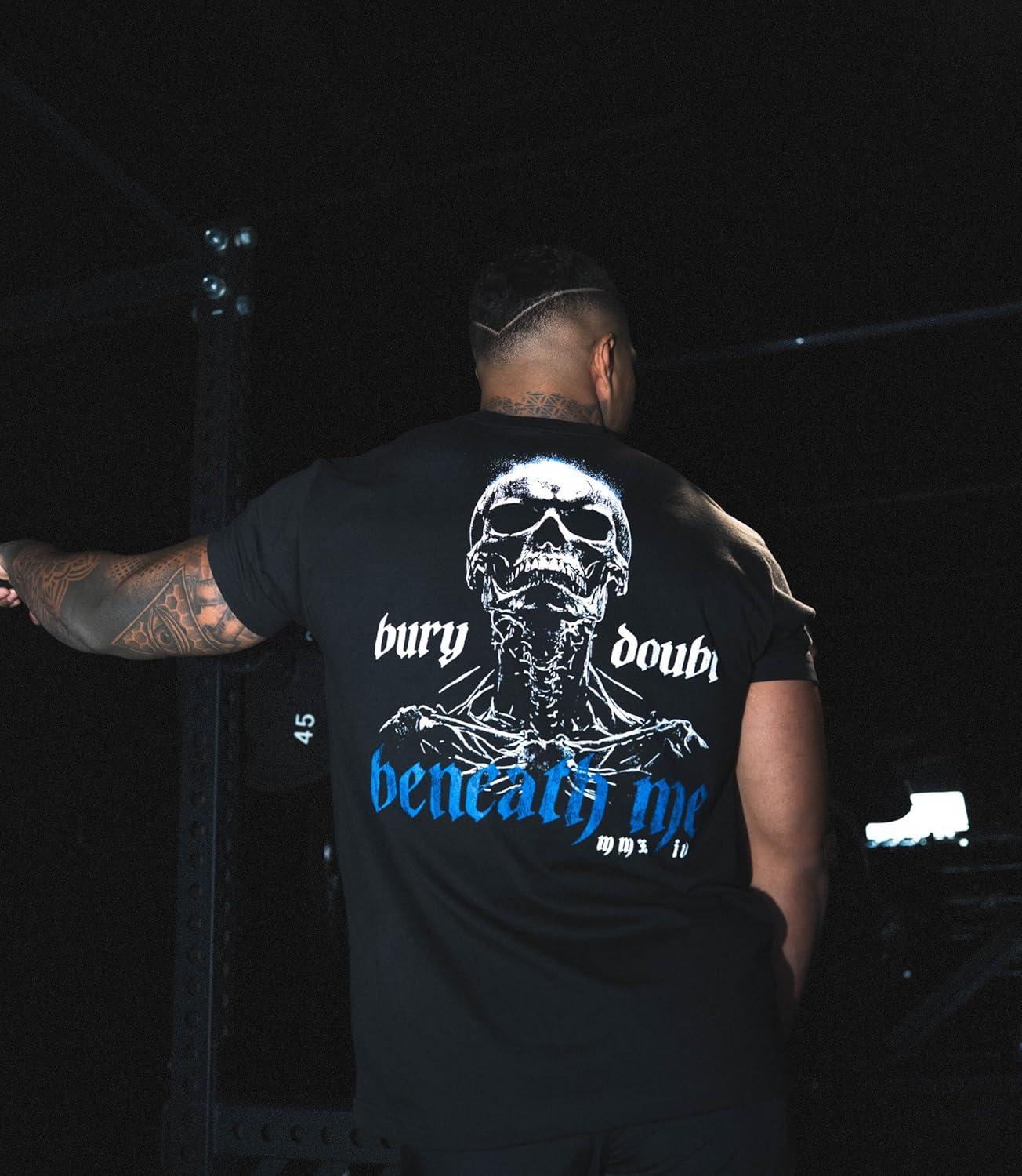 imageGymreapers Skull Moisture Wicking TShirts for Men Short Sleeve Workout Gym Shirts Running Athletic Tees amp Dry Fit TshirtBury Doubt