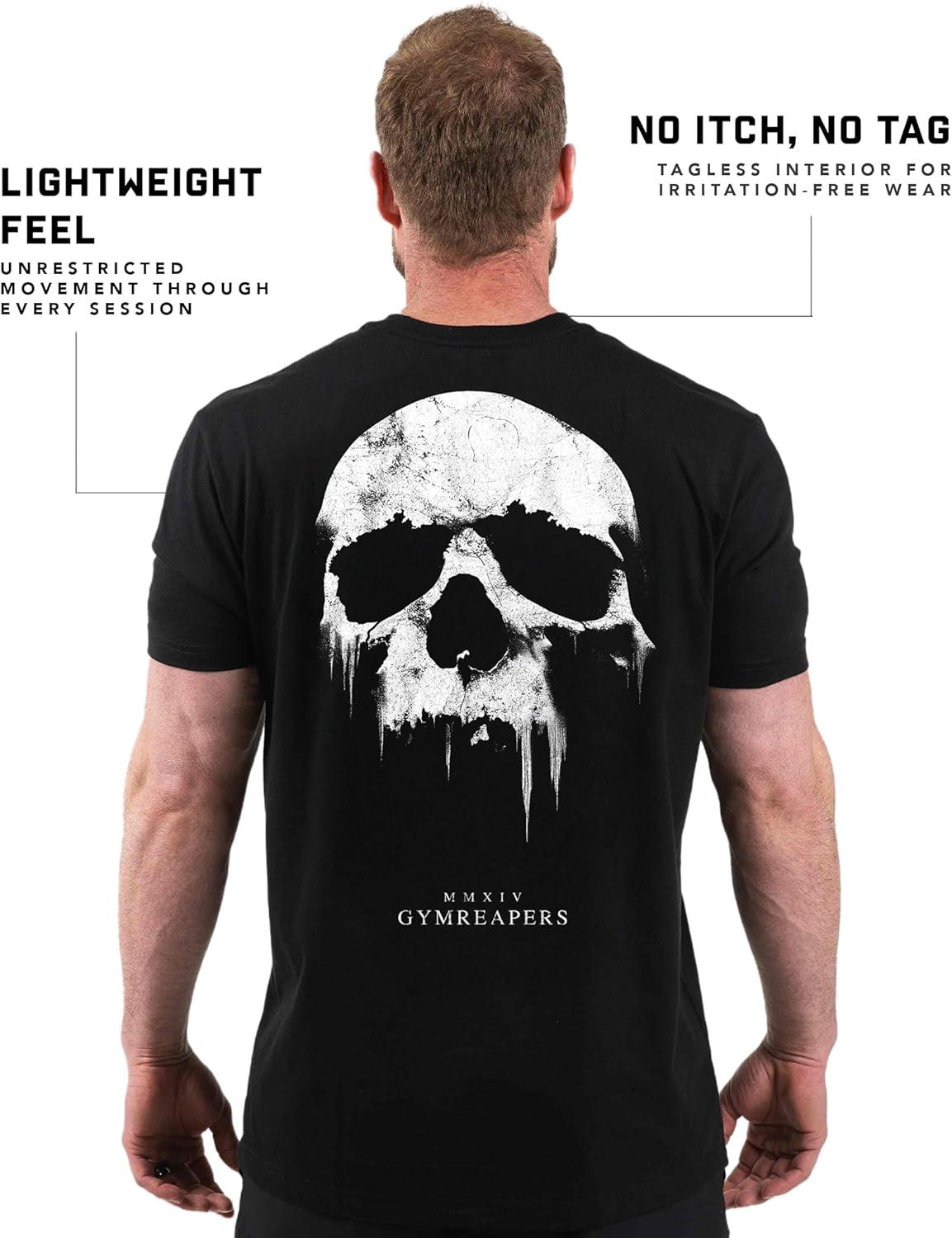 imageGymreapers Skull Moisture Wicking TShirts for Men Short Sleeve Workout Gym Shirts Running Athletic Tees amp Dry Fit TshirtDread Mmxiv