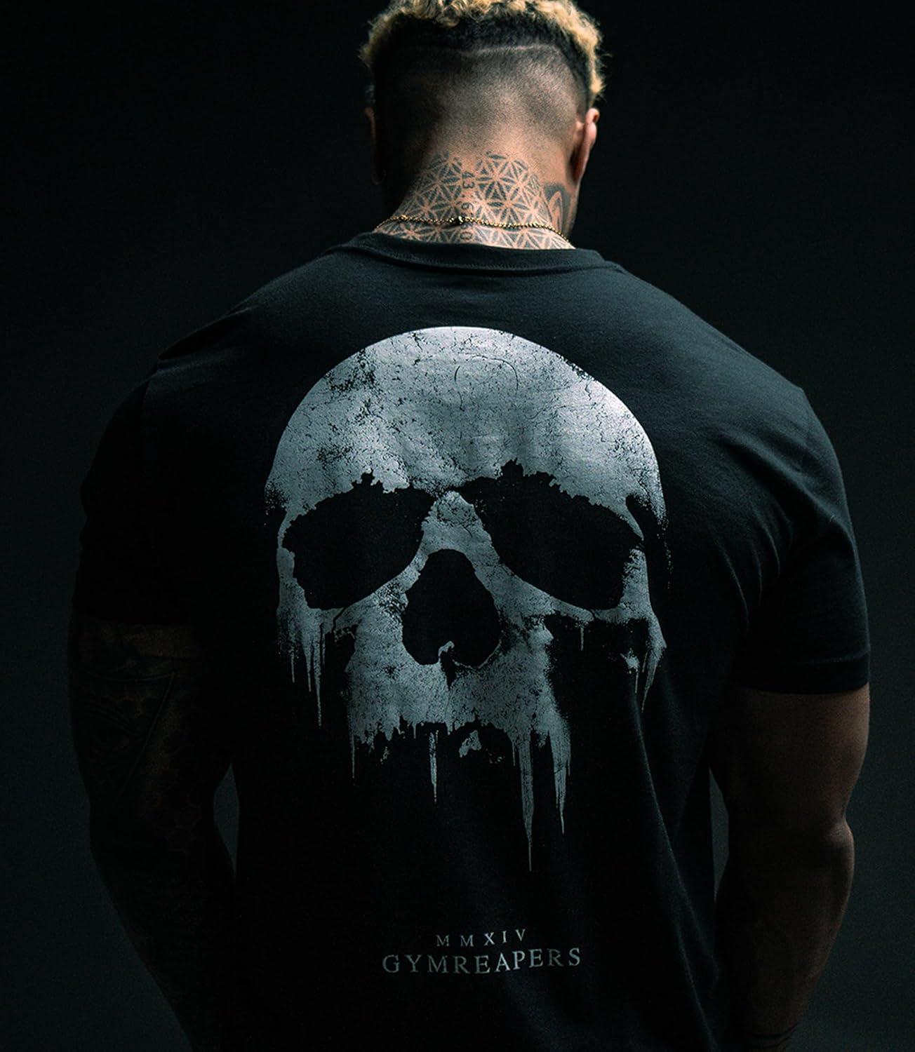 imageGymreapers Skull Moisture Wicking TShirts for Men Short Sleeve Workout Gym Shirts Running Athletic Tees amp Dry Fit TshirtDread Mmxiv