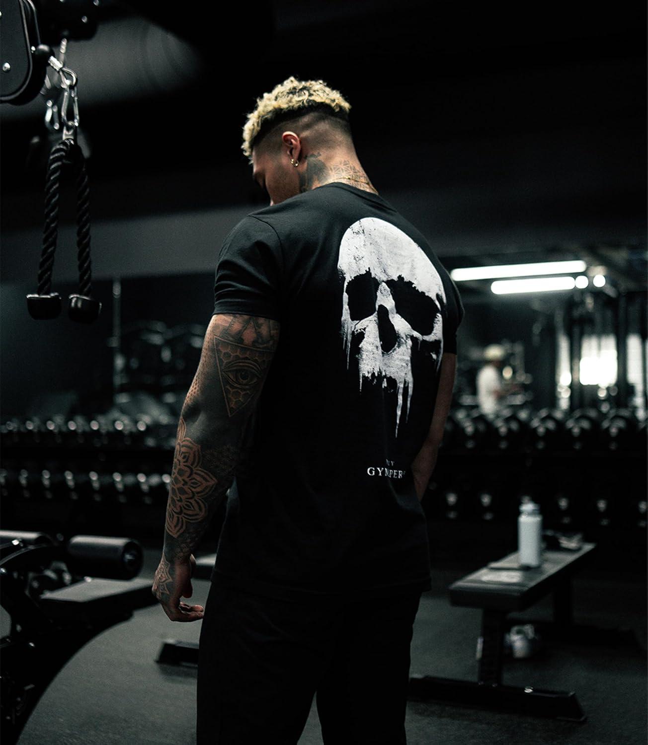 imageGymreapers Skull Moisture Wicking TShirts for Men Short Sleeve Workout Gym Shirts Running Athletic Tees amp Dry Fit TshirtDread Mmxiv
