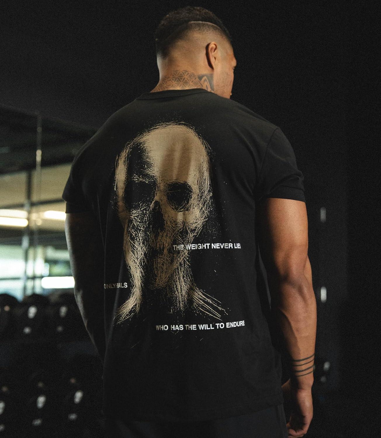 imageGymreapers Skull Moisture Wicking TShirts for Men Short Sleeve Workout Gym Shirts Running Athletic Tees amp Dry Fit TshirtRevelation
