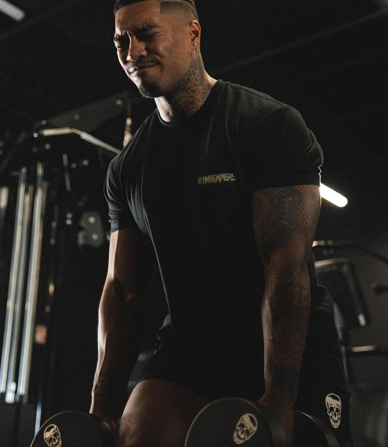 imageGymreapers Skull Moisture Wicking TShirts for Men Short Sleeve Workout Gym Shirts Running Athletic Tees amp Dry Fit TshirtRevelation