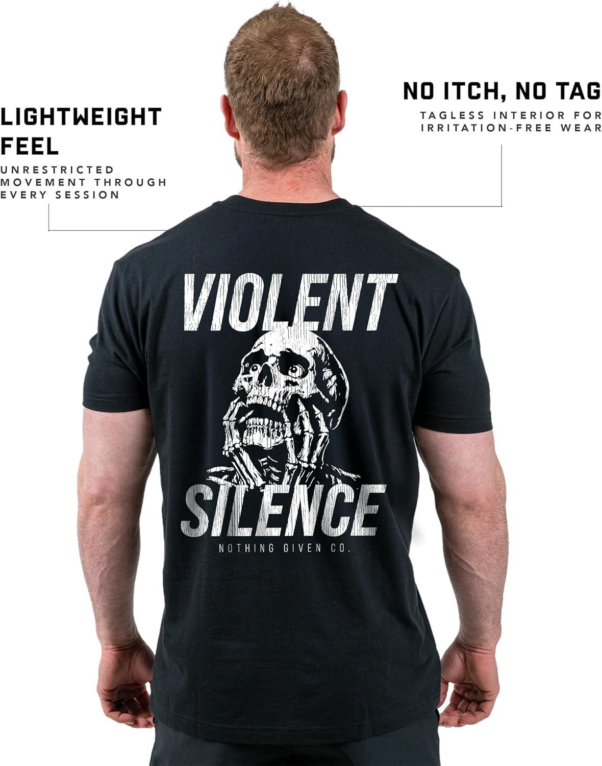 imageGymreapers Skull Moisture Wicking TShirts for Men Short Sleeve Workout Gym Shirts Running Athletic Tees amp Dry Fit TshirtViolent Silence
