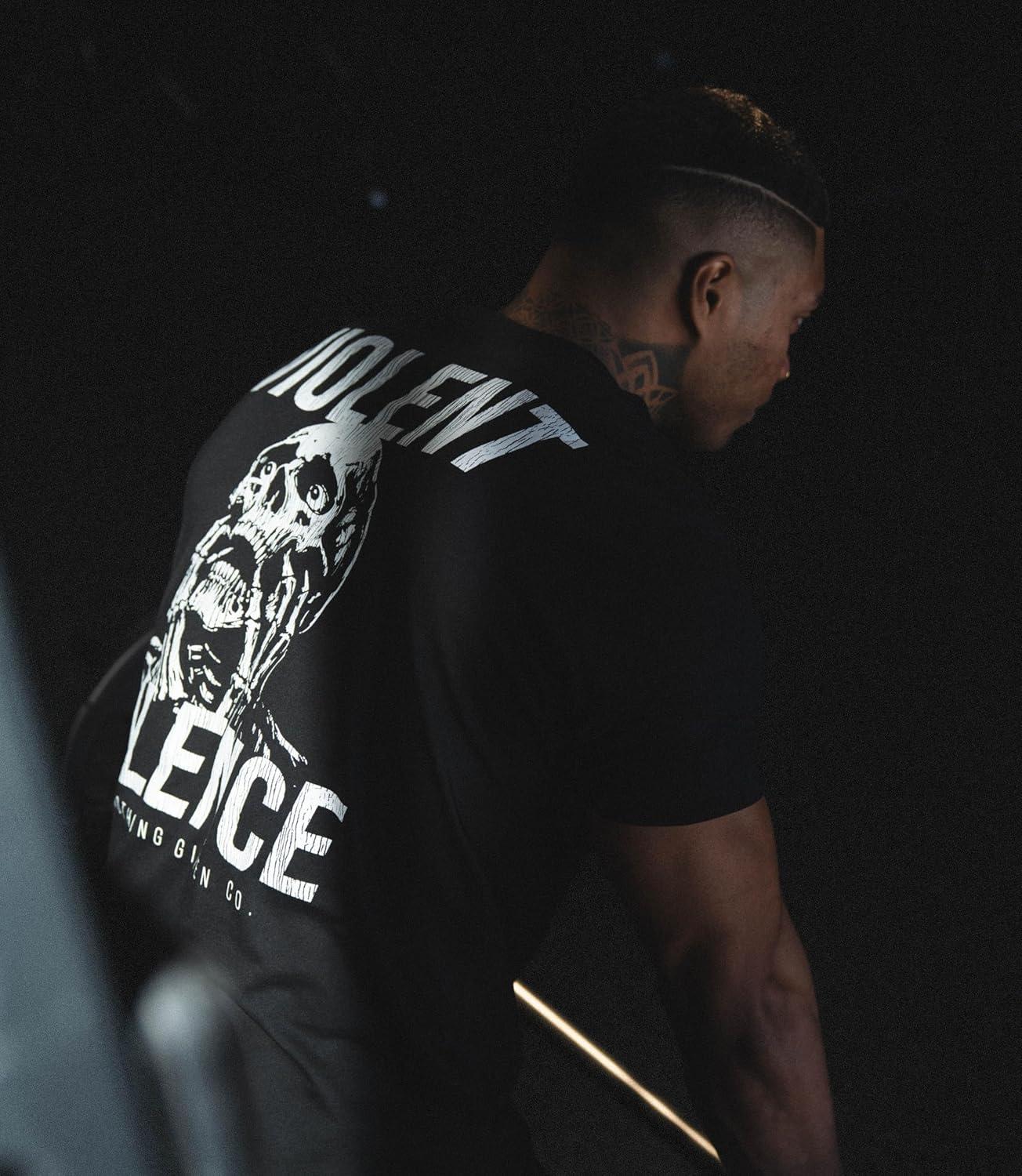 imageGymreapers Skull Moisture Wicking TShirts for Men Short Sleeve Workout Gym Shirts Running Athletic Tees amp Dry Fit TshirtViolent Silence